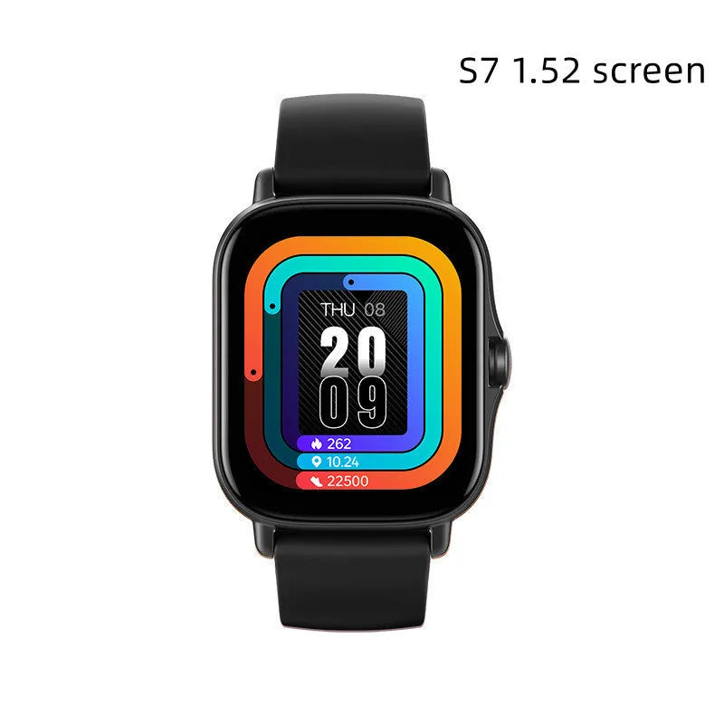 GT20 smartwatch in black on wrist showing heart rate monitoring on screen