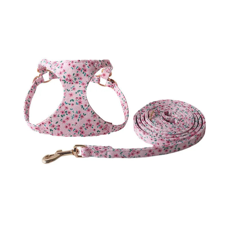 Cloth pet harness suit with leash for small dogs and cats in multiple colour options