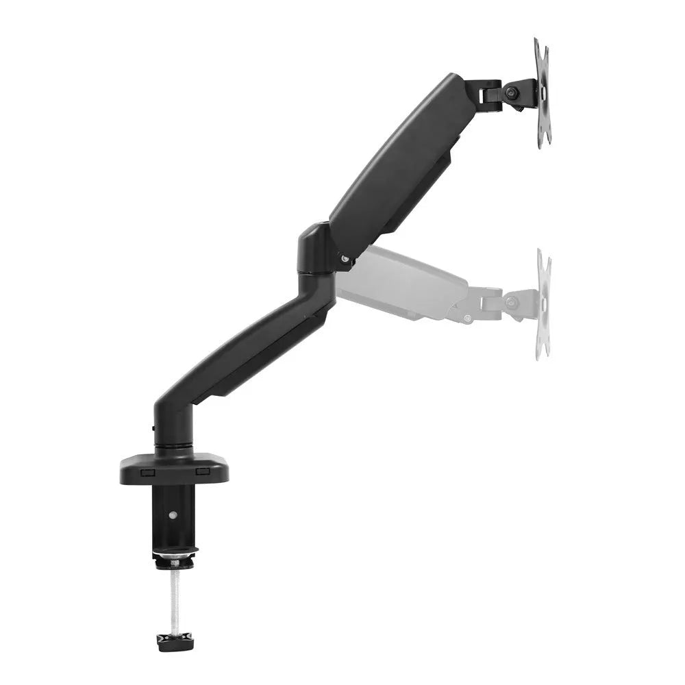 Black rotating telescopic LCD screen bracket elevated on a desk