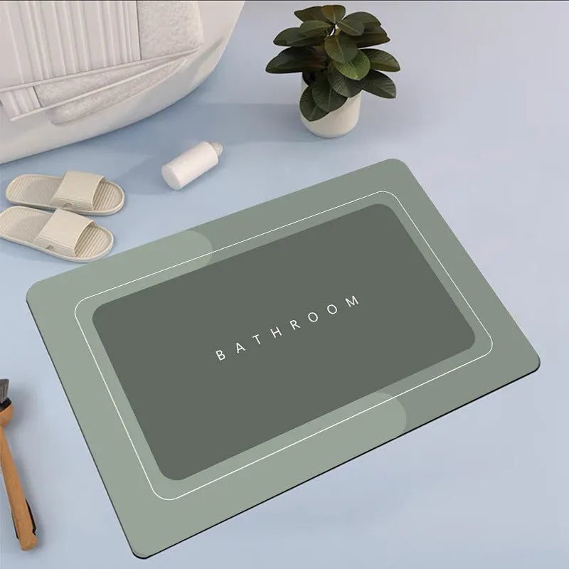 Modern simple diatom mud bathroom floor mat with non-slip rubber backing in Baikal blue colour.
