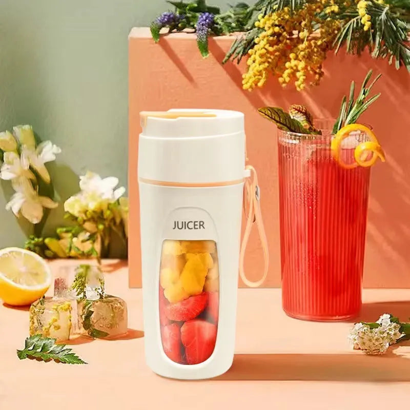 Portable USB blender with glass cup in fresh orange, grass green, or light purple colour