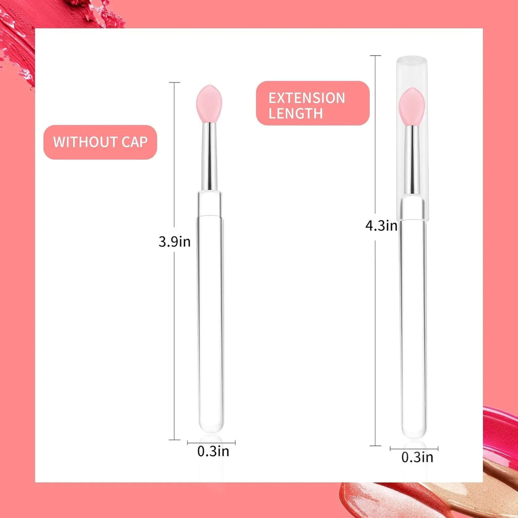 Set of four reusable silicone lip brushes with silicone caps in assorted colours
