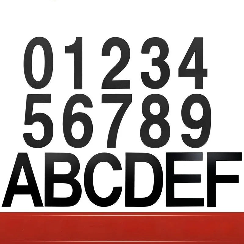 Black stainless steel self-adhesive house number measuring 7.5cm tall with waterproof outdoor performance