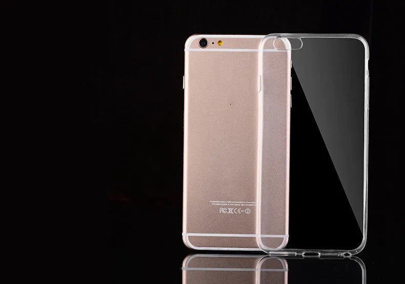 Transparent TPU soft shell iPhone case showing phone's original design through clear material