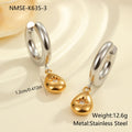 Women's stainless steel earrings with 18K gold plating in heart, star, and Christmas tree shapes.