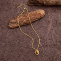 Natural tigereye titanium steel necklace with geometric pendant on regular chain