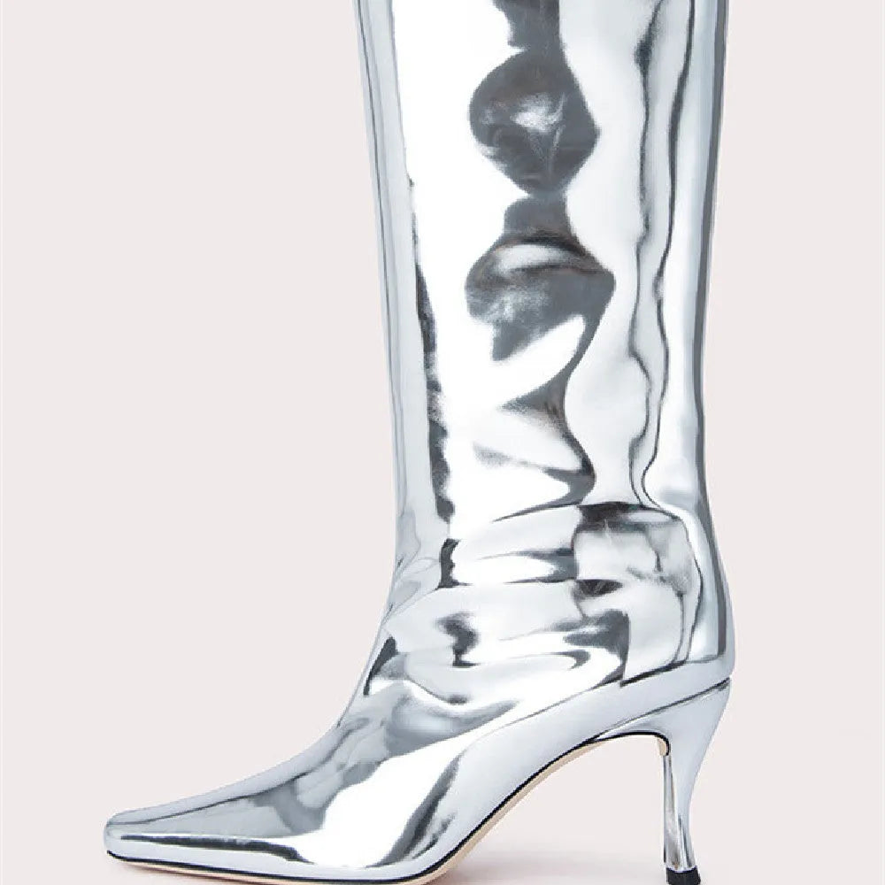 Women's black square toe cowboy boots with a block heel on a white background