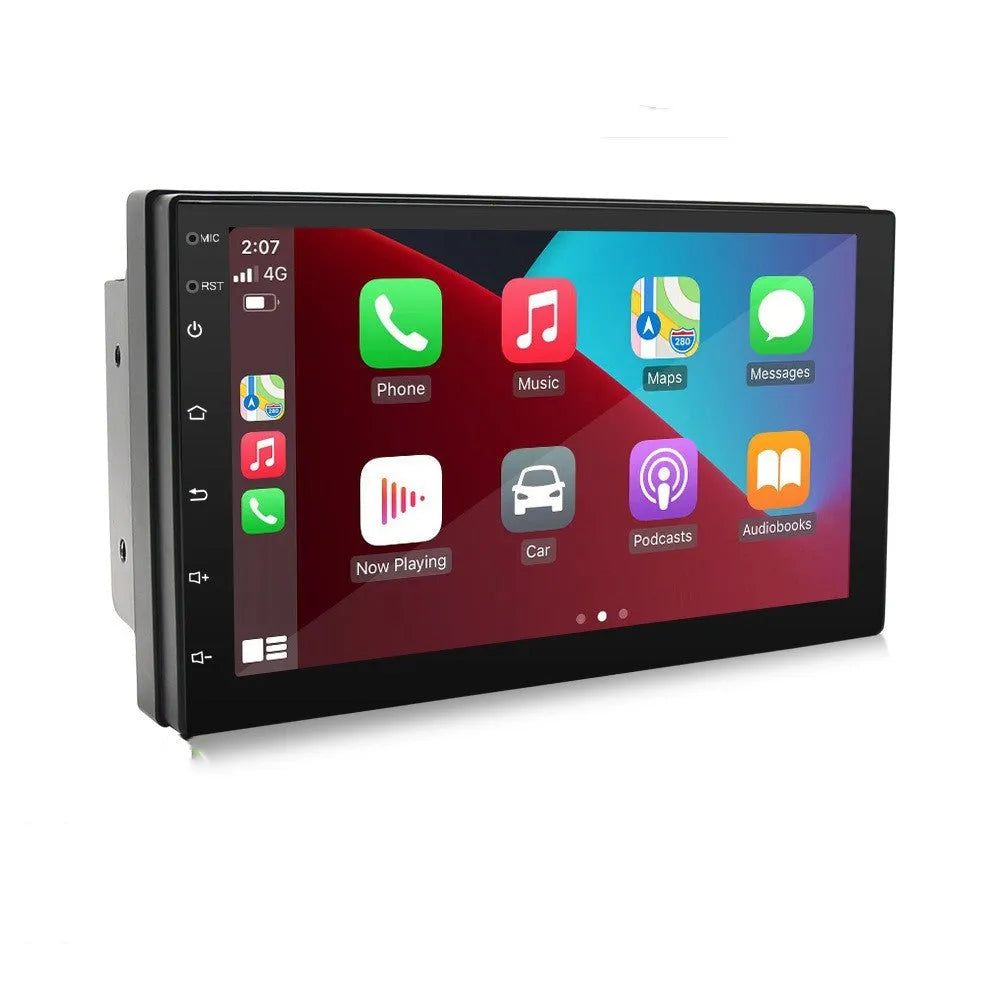 Universal car navigation radio with 7-inch touchscreen display for GPS and CarPlay.