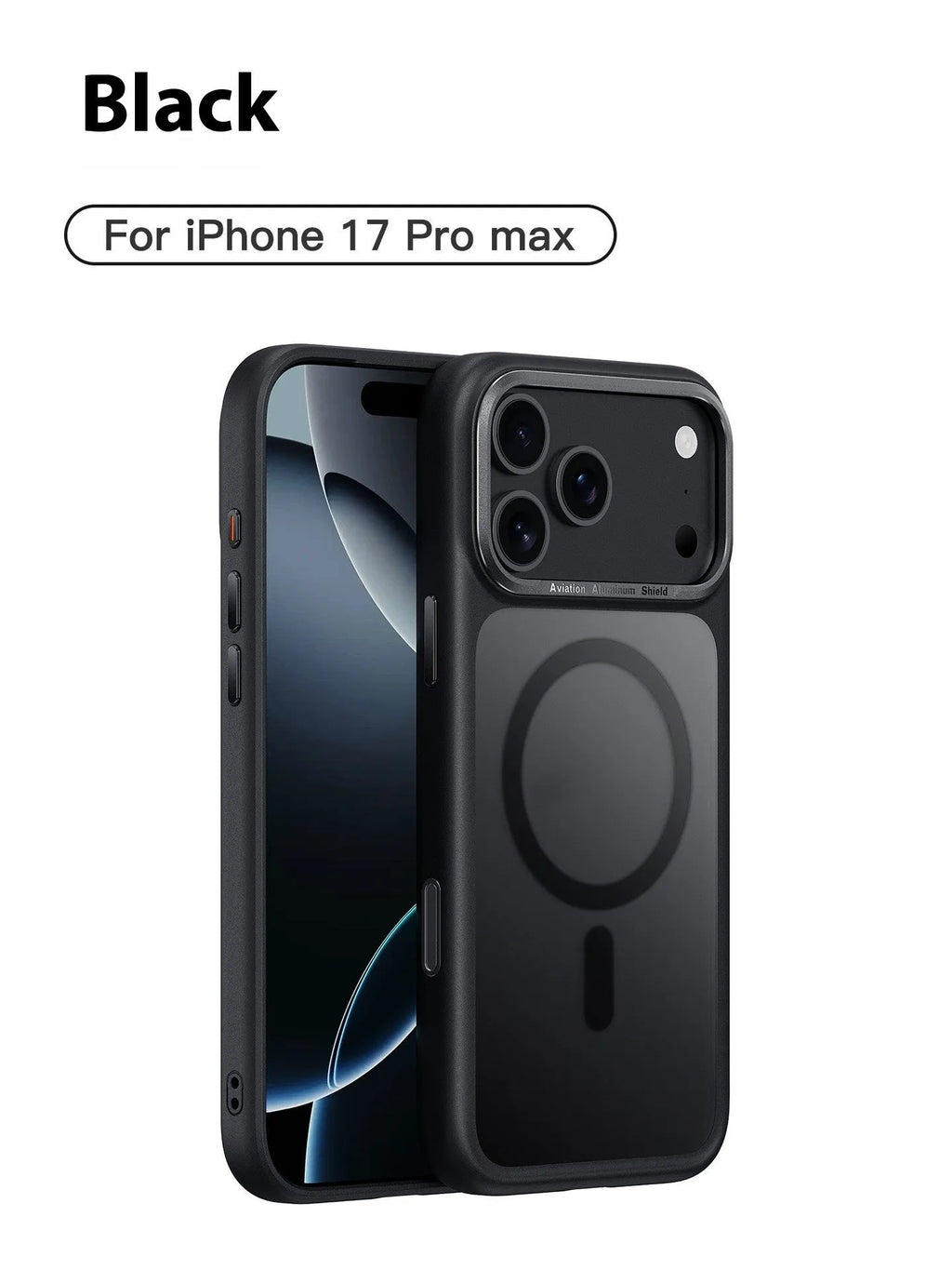Frosted magnetic iPhone 17 protective case showing anti-fall shell in seven colour options