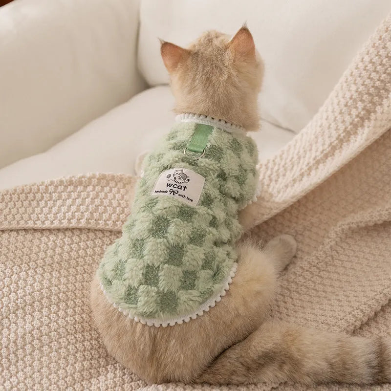 Autumn winter Korean dog hoodie in green with cute cartoon bear print for small medium pets