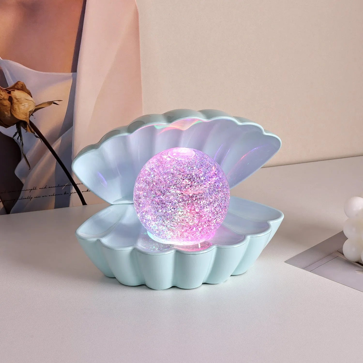 Shell-shaped decorative night lamp with neon lighting in multiple colour options