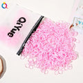 Children's hair rubber bands in various colours, cartoon Korean style, strong pull, disposable, 1000pcs or 500pcs pack.