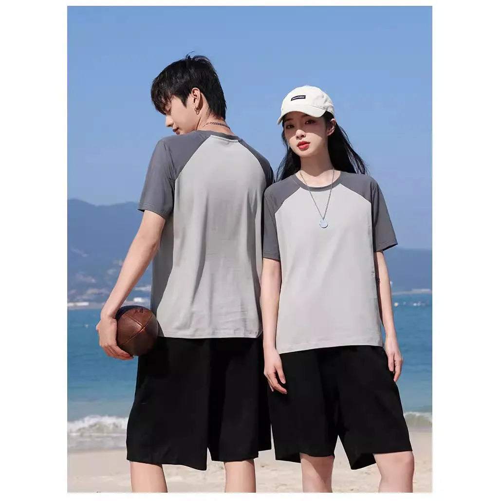 Loose fit round neck t-shirt in cotton blend fabric shown in A050 Apricot Army Green colour.