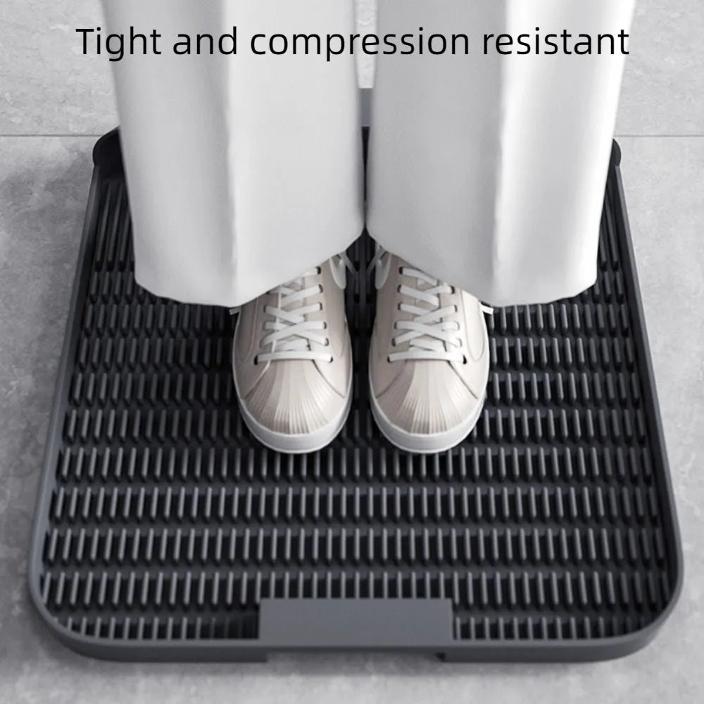 Large black cat litter pedal with slanted mouth design and non-slip foot pad measuring 37x37cm