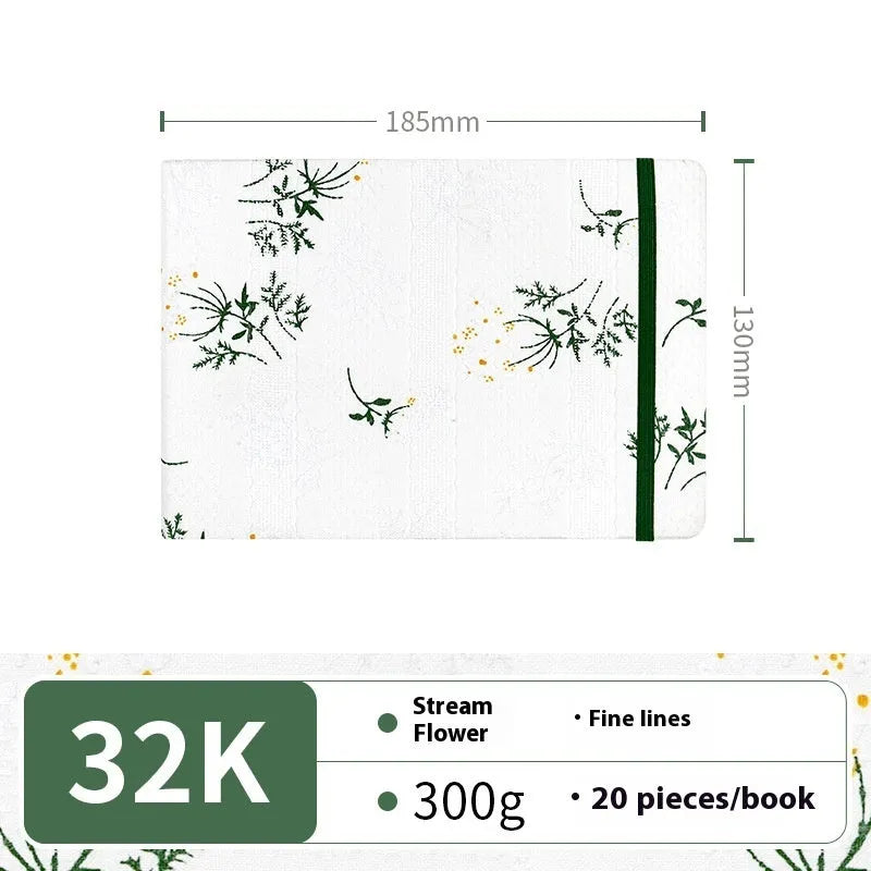 Feiluniao handmade fabric watercolour sketchbook with decorative cover, 185mm long.