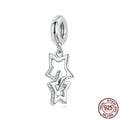 Single S925 sterling silver starlight bead 2.4cm tall with 0.45cm aperture on white background