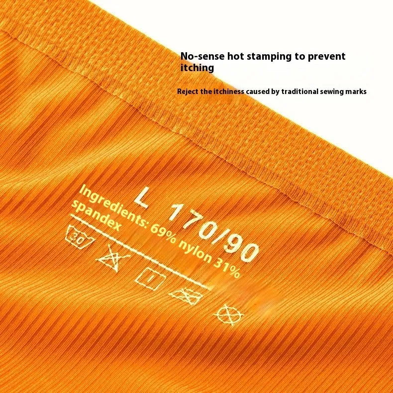 Ultra-thin ice silk seamless briefs in six colours on size chart background