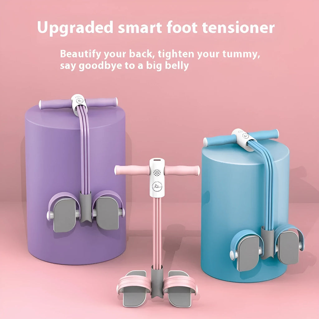 Portable foot pedal pull device for abdominal training in ABS plastic with tube resistance options