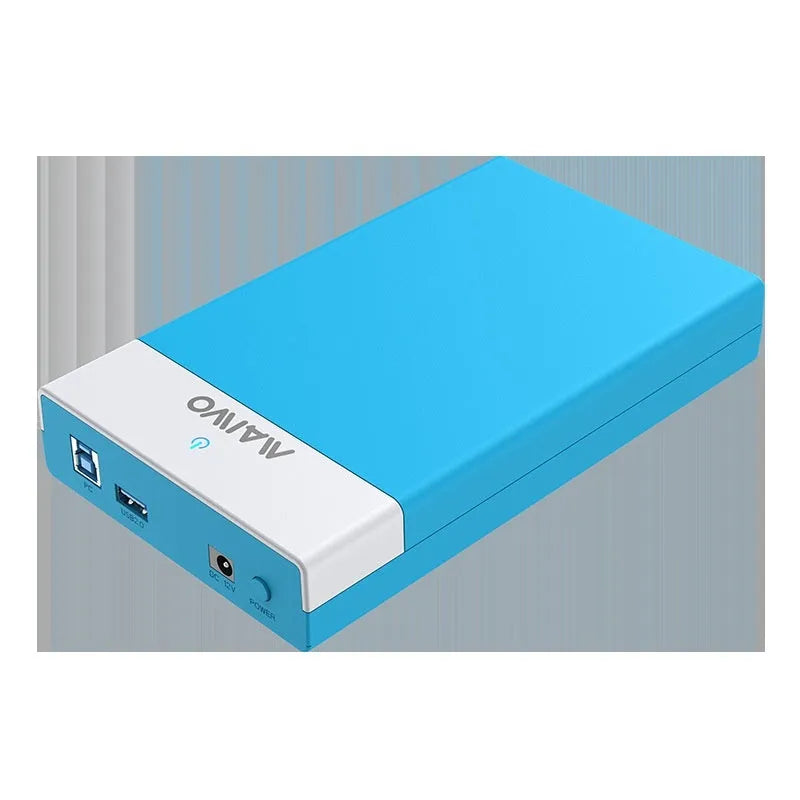 USB 3.0 hard disk enclosure for 3.5 inch SATA drives with sliding cover and multiple colour options