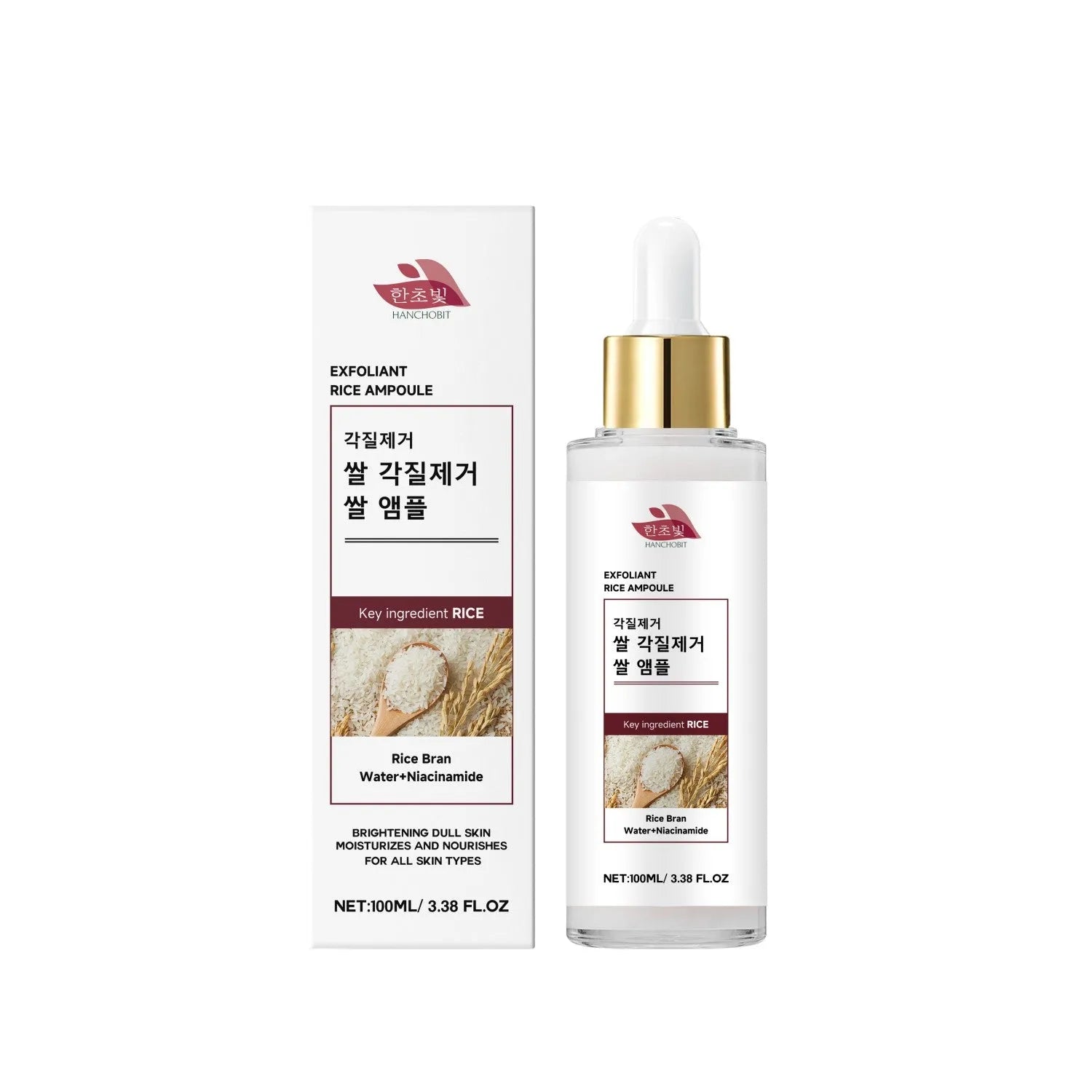 100ml bottle of Rice Exfoliating Liquid with hydrolyzed rice extracts and salicylic acid for gentle facial exfoliation