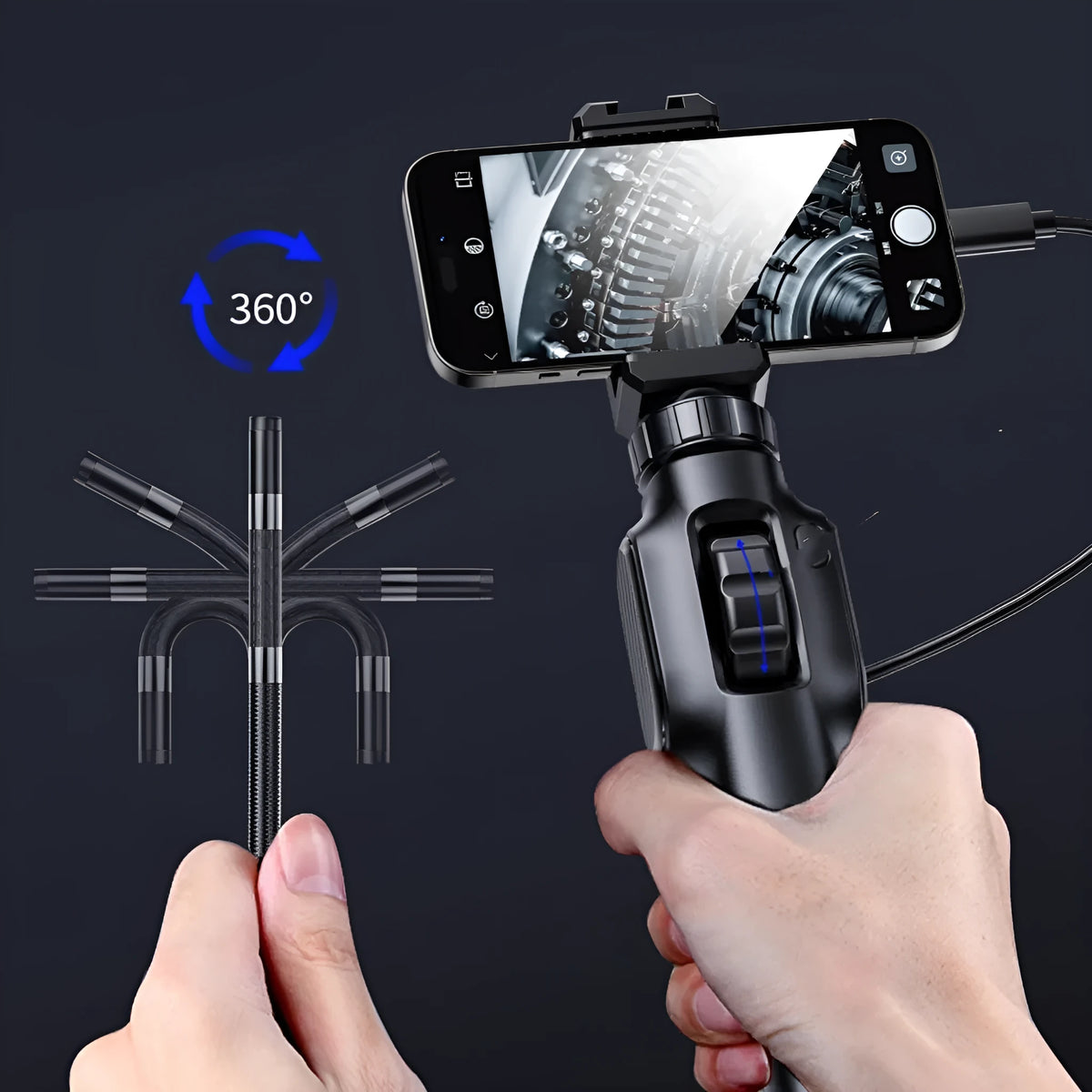 360-degree steering industrial pipeline auto repair endoscope with 8mm camera and cable