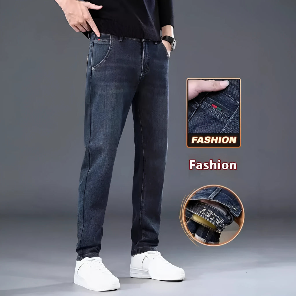 Slim straight casual trousers in black and blue grey colours with micro-elastic fabric