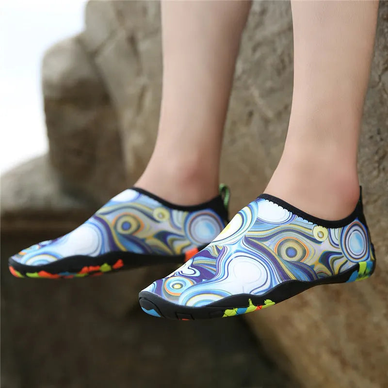 Men's and women's beach wading shoes in multiple colours with Lycra fabric upper and EVA midsole