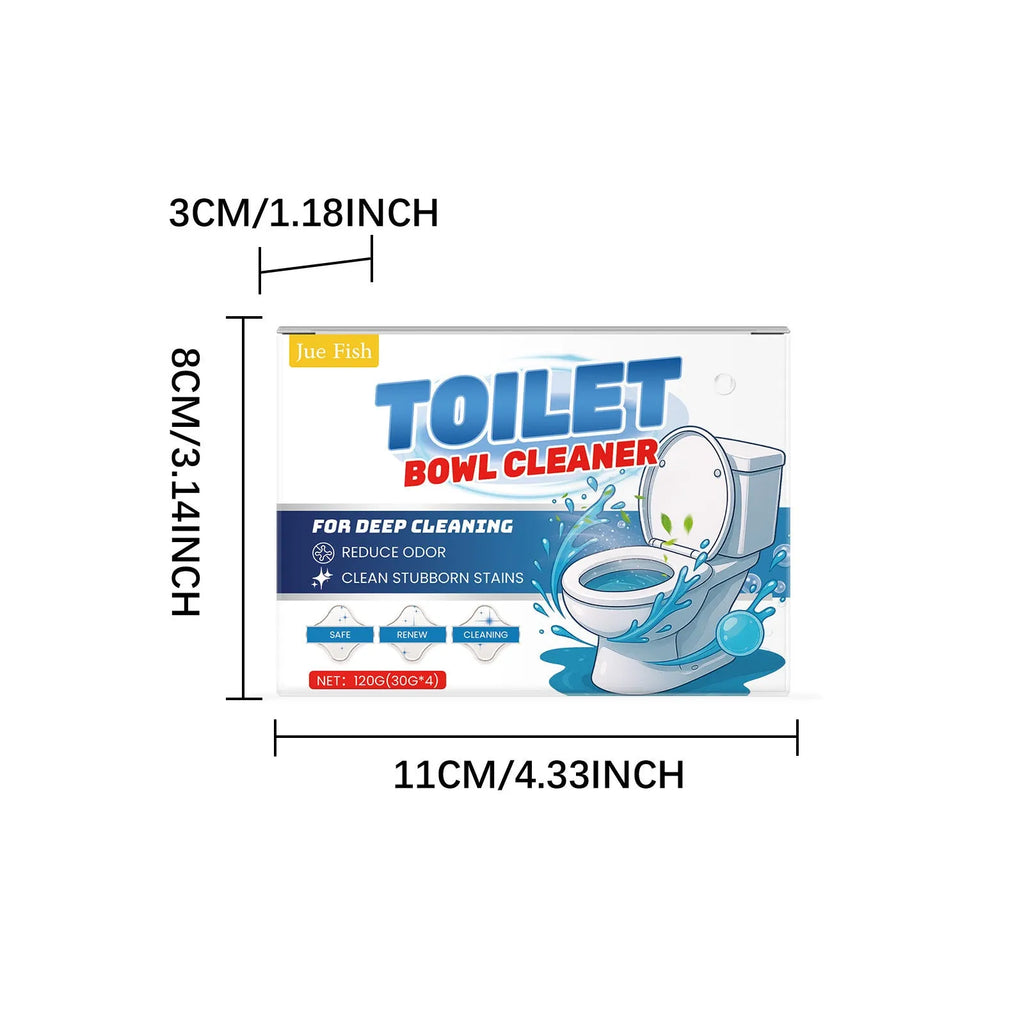 Pack of four sachets of toilet bowl cleaner powder for removing urine stains and odours