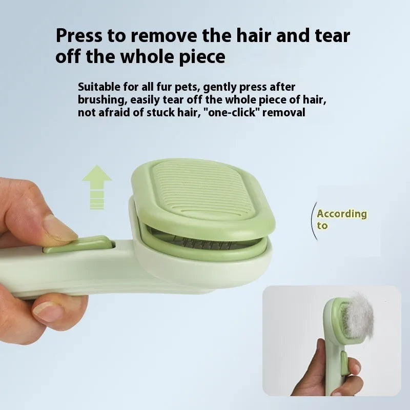 Large pet grooming comb with stainless steel blades and ABS handle in light green colour