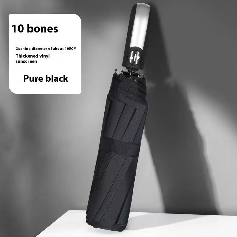 Tri-fold folding umbrella with iron frame and plastic handle in various colour styles