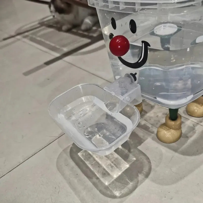 Cute dopamine cat automatic water dispenser in red nose colour, 3-litre capacity, made from ABS plastic