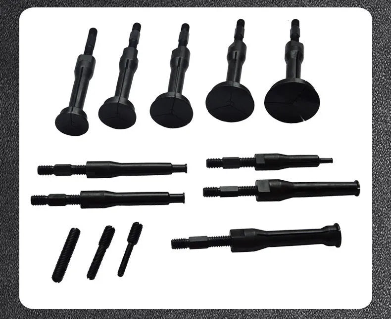 16-piece alloy and plastic inner bearing puller set with slip hammer stripping attachment for automobile repair, model BL1039