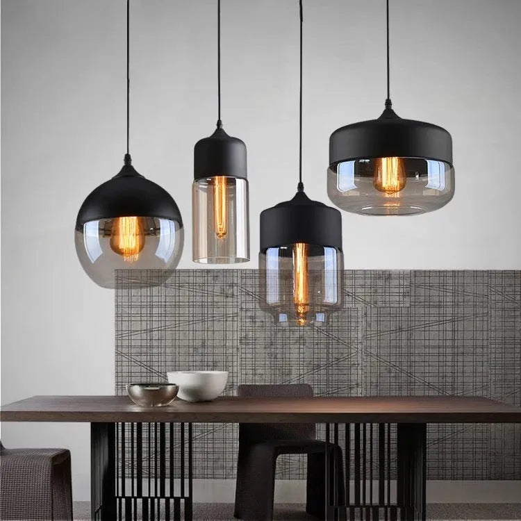 Industrial glass chandelier LED ceiling light American style 240V button switch