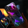 Xpress 14 clear tempered glass iPhone case with illuminated lightning diamond design on the back.