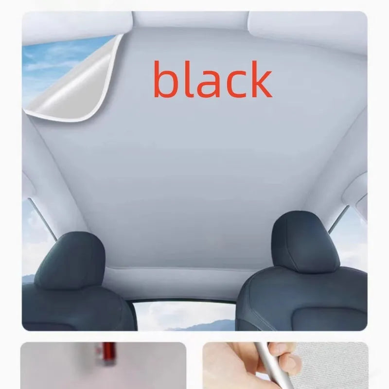 Silicone electrostatic adsorption car sunshade with plaid pattern in black colour