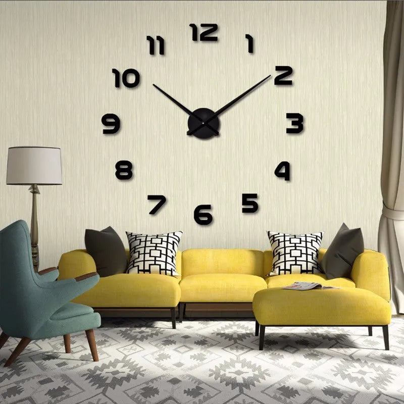Silver round acrylic wall clock, single-sided, for living room, bedroom, study, office, and public places