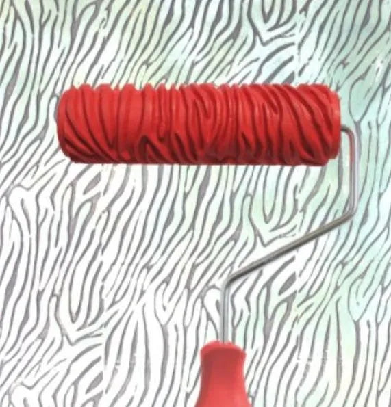 7 inch textured paint embossing roller with rubber patterned surface for relief painting