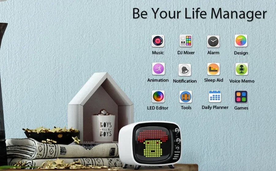 Portable Bluetooth speaker and alarm clock unit with LED display in multiple colour options