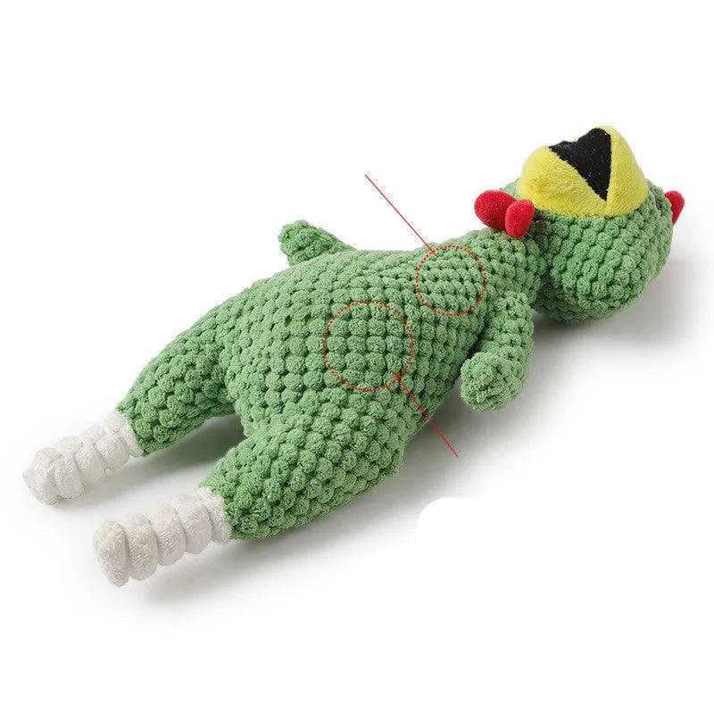 Pineapple velvet squeaky pet toy in pink, green, or yellow, 35cm long and 12cm wide, for dogs and cats