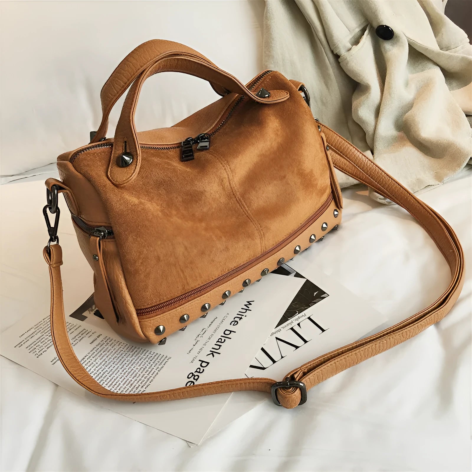 Soft PU large casual tote shoulder bag for women shown in available colours.