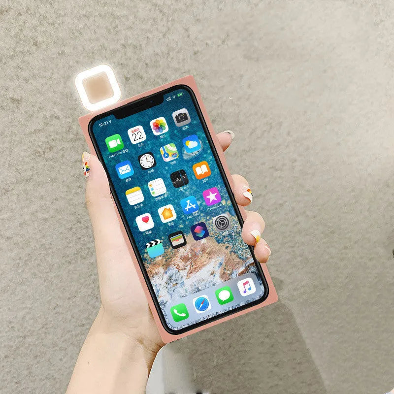 iPhone 13 series ring flash phone case in polycarbonate with selfie fill light