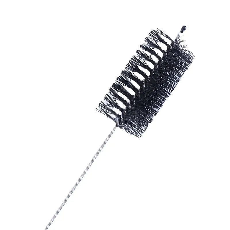 Stainless steel handle nylon bristle cleaning brushes for straws and bottles in white and black.
