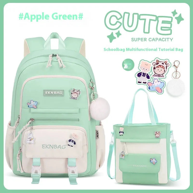 Girls waterproof school backpack in pink colour with curved shoulder straps and spine protection features
