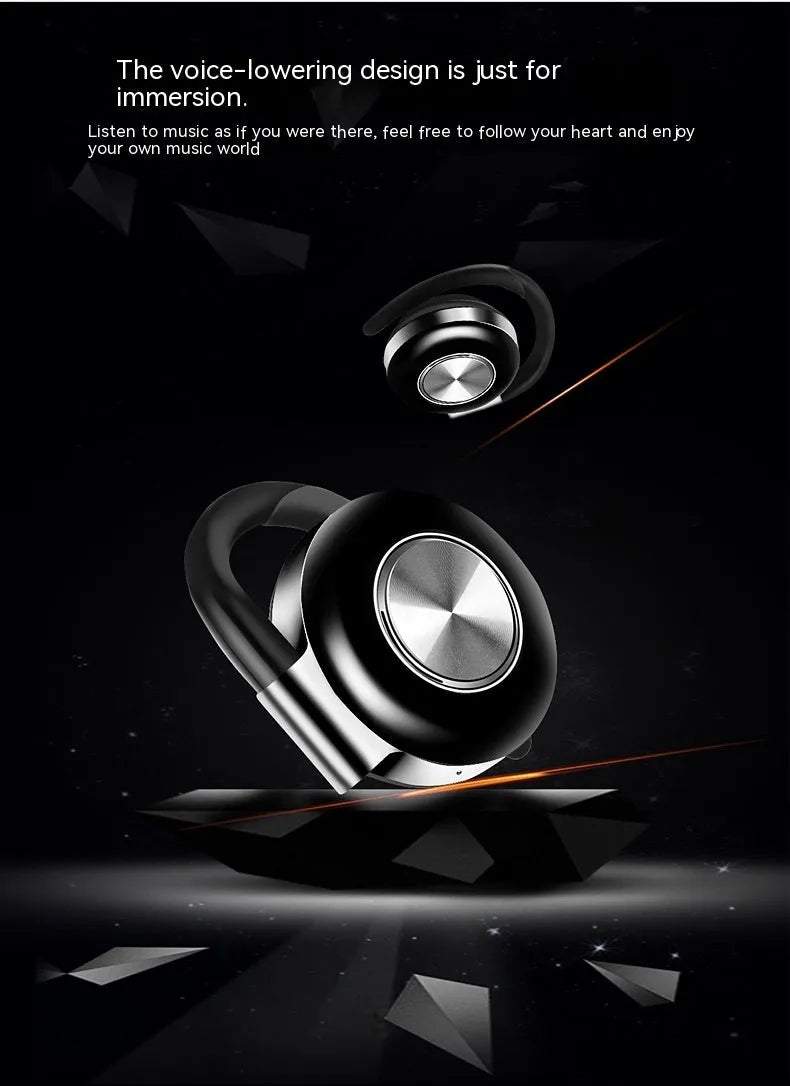 Plastic wireless Bluetooth headset ear-mounted in silver with stereo call and music support