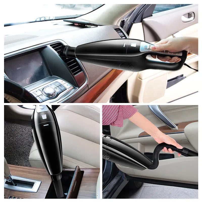 PoHigh Power Hypa black and orange 12V car vacuum cleaner with hose, measuring 36cm long.