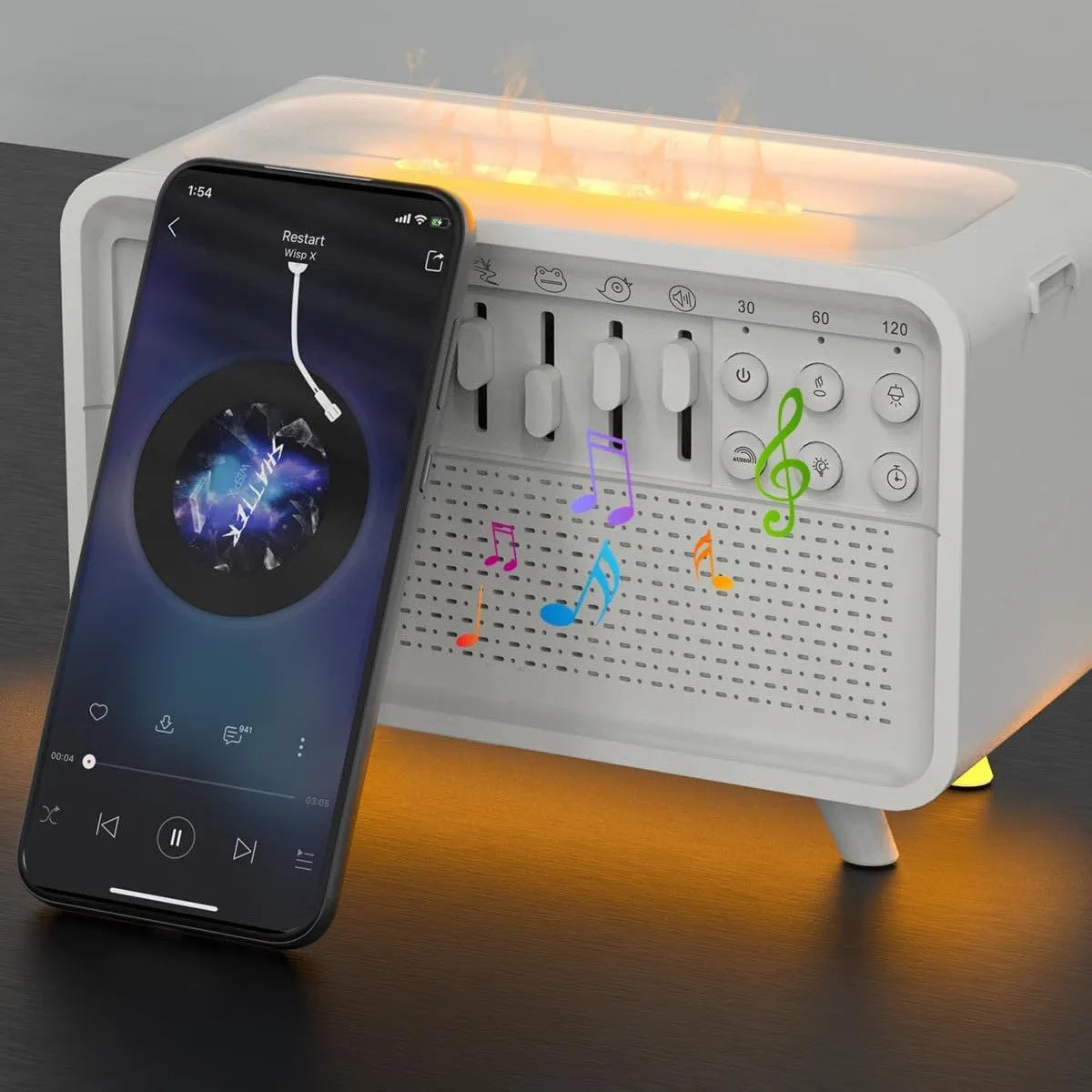 White European geometric stereo 3-in-1 Bluetooth speaker white noise machine humidifier with USB night light
