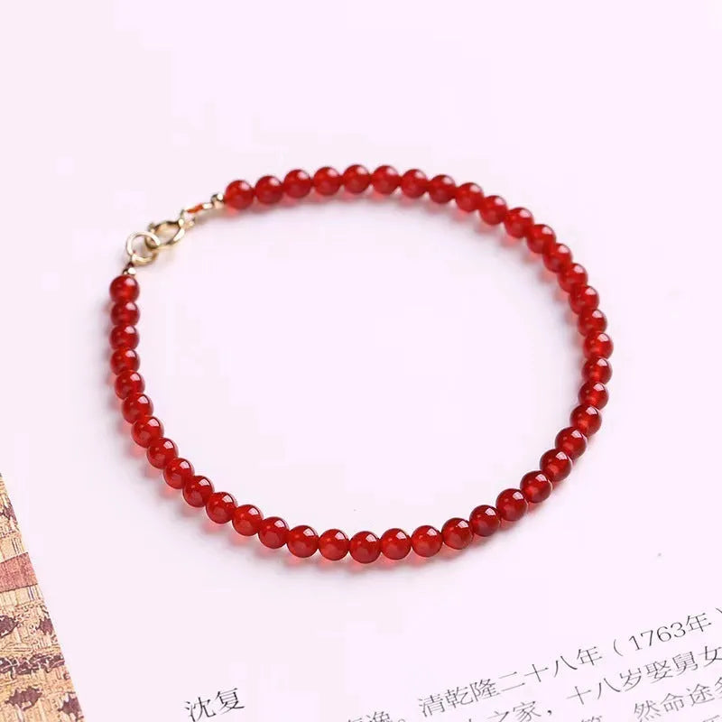 Ultra-thin red agate women's bracelet with classic style design