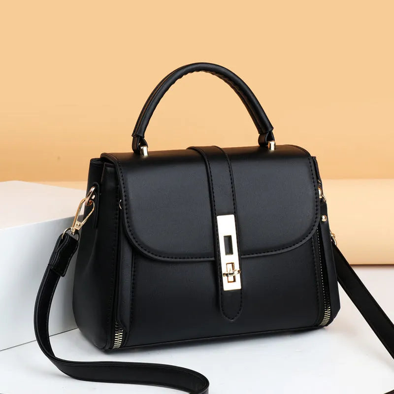Women's soft PU leather shoulder messenger bag in square vertical design