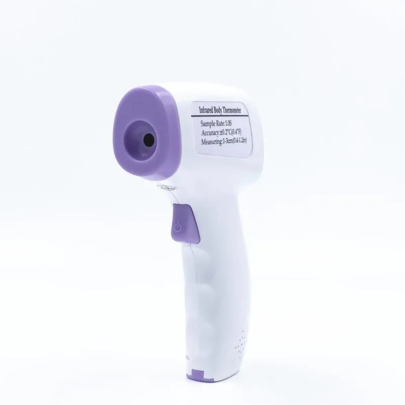 White digital infrared thermometer for non-contact forehead temperature measurement with backlit LCD display