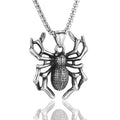 Polished titanium steel spider pendant with totem design on a 2.5mm square pearl chain